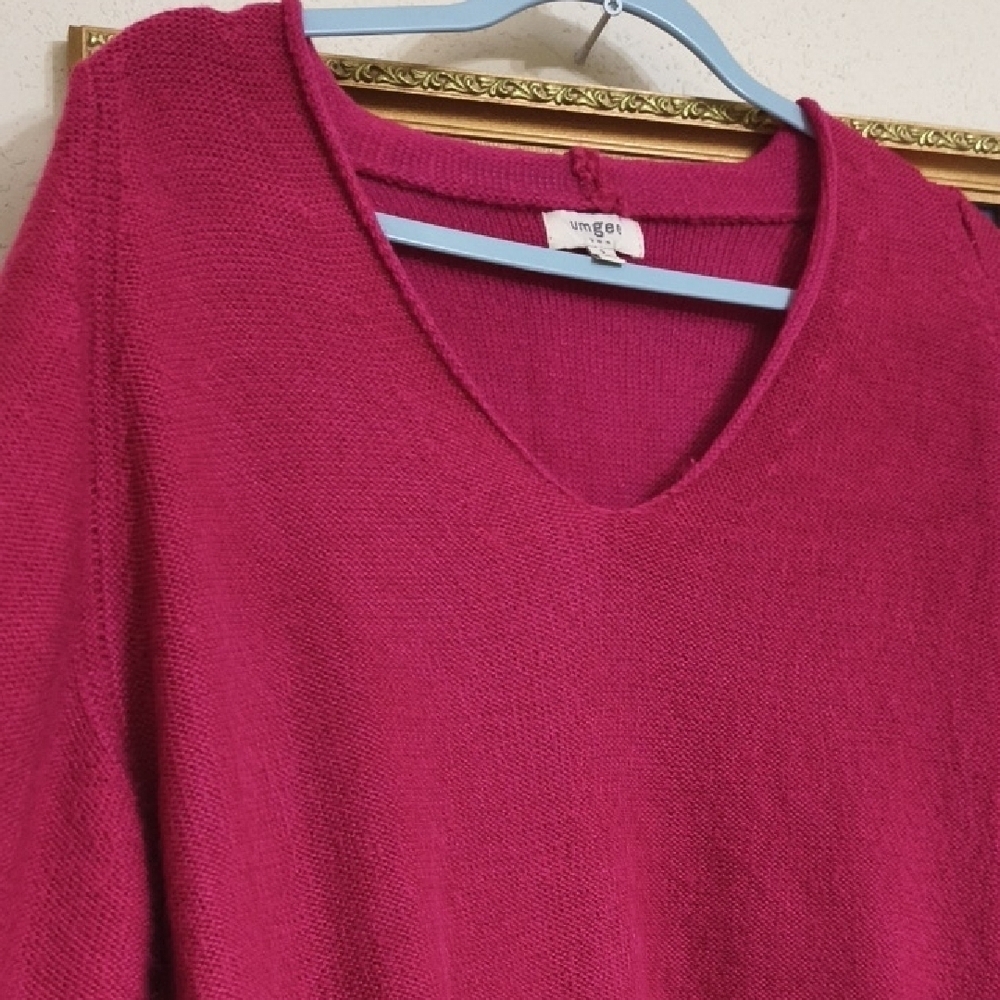 Umgee Oversized Deep Pink V-Neck Sweater Cozy small Leggings Athlesiure - Picture 4 of 10